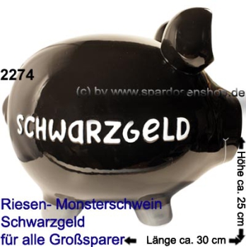 Sparschwein riesengroßes Monster Sparschwein 3D Design Schwarzgeld C Sonderverkauf ! 767a